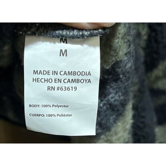 NEW Bebe Sport Fleece Pullover 1/4 Zip Sweatshirt Size Medium Green Camo - Picture 9 of 10